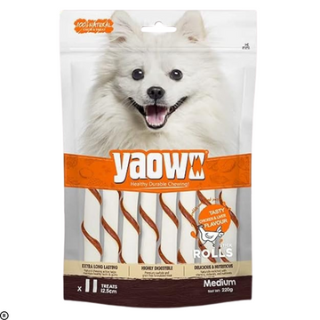 Gnawlers Yaowo Braided Rawhide Dog Bone with Chicken Filling | All Life Stages | 220g