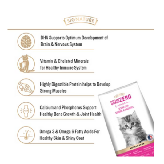 Signature Grain Zero Ocean Fish, Sardine and Mackerel Mother and Kitten Cat Dry Food
