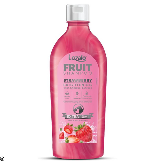 Lozalo Strawberry Pet Conditioning Shampoo – 200ml | For Dogs & Cats | With Aloe Vera & Shikakai | Paraben-Free, pH Balanced, Fragrant Coat Care