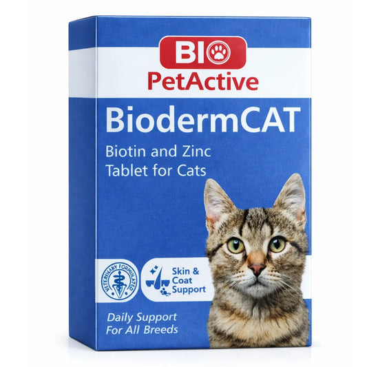 BIO PetActive BiodermCAT – Biotin & Zinc Tablets for Cats (Skin & Coat Support)
