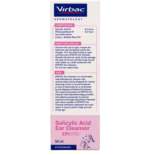 Virbac Epiotic Salicylic Acid Ear Cleanser for Dogs & Cats | 50ml